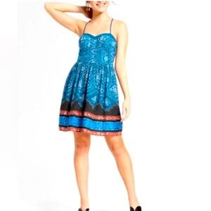 XHILARATION teal floral boho racer back dress